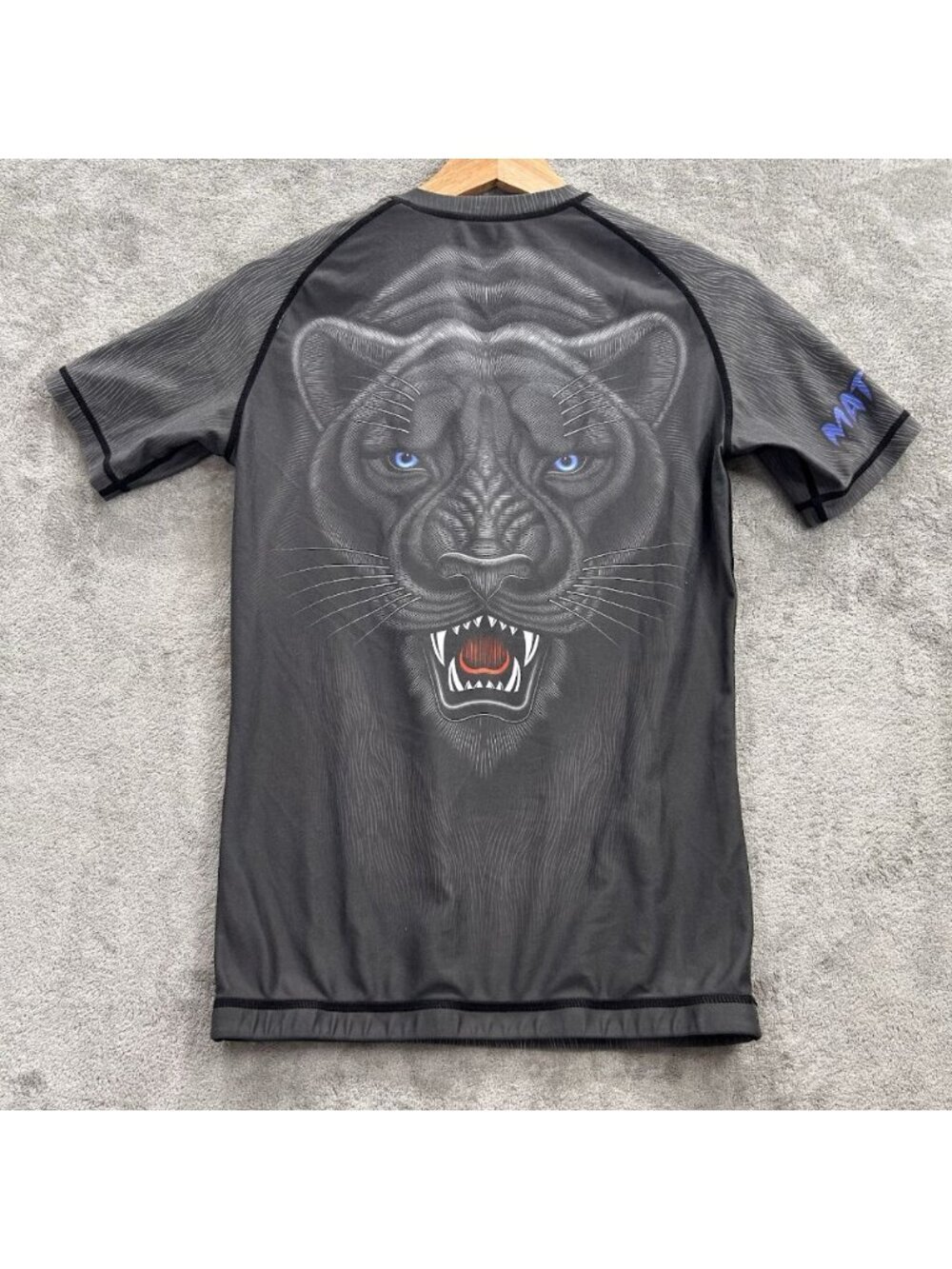 Mat Beast Shirt Mens XS Black Panther Short Sleeve Rashguard BJJ MMA Training